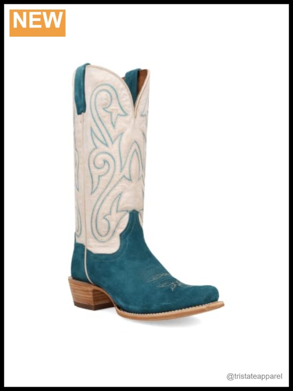 Women's Square Toe Leather Pull-On Western Boots Mid Calf